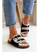 Dámske papuče s prackami a kožušinou Black Ezilena