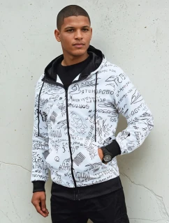 Pánska mikina na zips s kapucňou biela FashionStreet BX5749