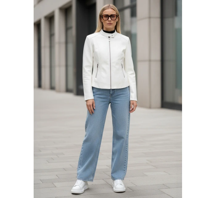 Kurtka skórzana damska biała model 22016683 - FashionStreet Kurtka skórzana damska biała model 22016683 - FashionStreet