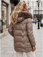 Dámska zimná prešívaná bunda s kapucňou, béžová, FashionStreet TY5756 Dámska zimná prešívaná bunda s kapucňou, béžová, FashionStreet TY5756