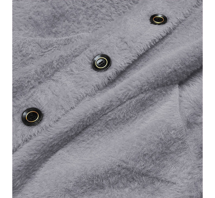 Krátky šedý prehoz cez oblečenie typu alpaka na gombíky (537)