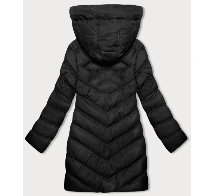 Čierna dámska zimná bunda s kapucňou (5M3155-392)