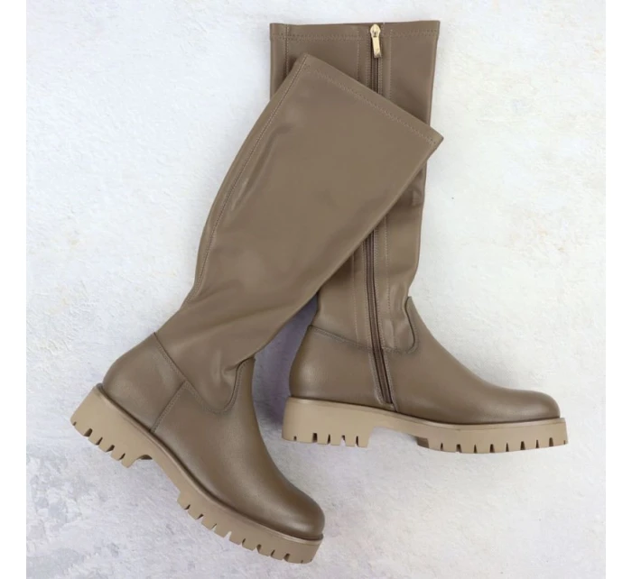 Dámske topánky na platforme khaki Potocki 25-12729