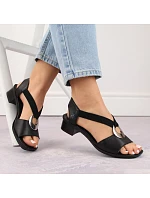 Dámské kožené sandály s pásky černé model 22050364 - Rieker