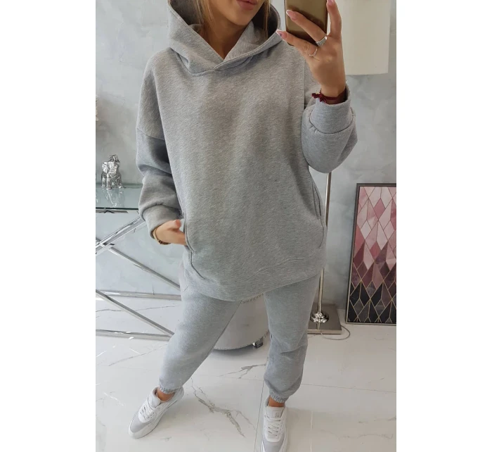 Zateplený set s mikinou s kapucňou šedý Zateplený set s mikinou s kapucňou šedý