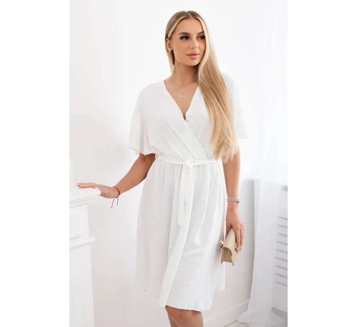 Šaty s vrstveným výstrihom ecru