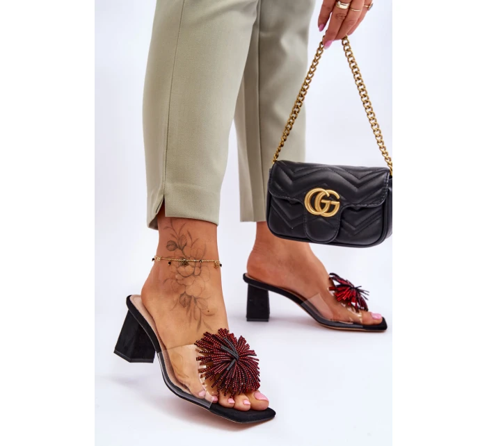 Módní pantofle na vysokém podpatku  Černá model 21617785 - S.Barski