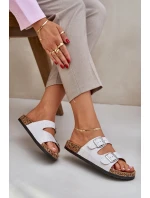 Materiałowe Klapki Na Korkowej Podeszwie Z Klamrami Jasnoszare Atera Materiałowe Klapki Na Korkowej Podeszwie Z Klamrami Jasnoszare Atera