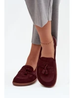 Skórzane Zamszowe Mokasyny Typu Barefoot Zazoo 322 Bordowe