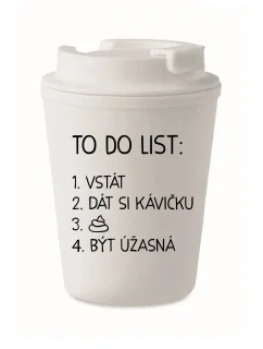 TO DO LIST: BÝT ÚŽASNÁ - bílý termohrnek 300 ml
