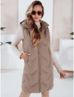 Dámská dlouhá prošívaná vesta s kapucí camel Dstreet model 21991330 - FashionStreet