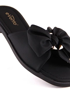 Dámske ploché žabky s mašľou čierne eVento 5479