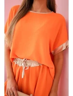 Viskózový komplet se zlatým lemováním pomeranč Viskózový komplet se zlatým lemováním pomeranč