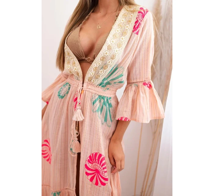 Dámský boho plášť s výšivkou meruňka Dámský boho plášť s výšivkou meruňka