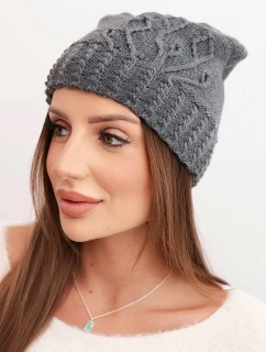 Dámska zimná vlnená čiapka s ozdobným potlačou K474 graphite