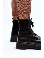 Workery Botki Damskie Ze Skarpetą Sznurowane Czarne Dedinva Workery Botki Damskie Ze Skarpetą Sznurowane Czarne Dedinva