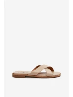 Klapki Damskie Na Płaskim Obcasie Z Eko Skóry S.Barski KV27-002 Beżowe