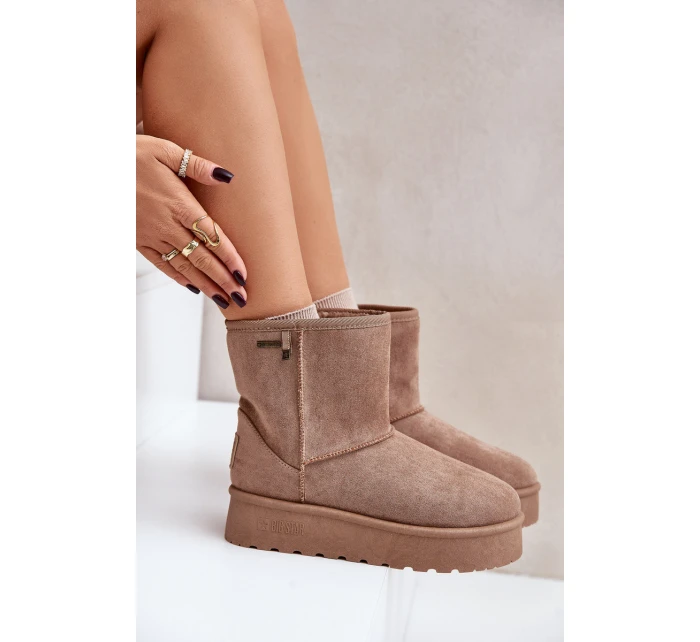 Wysokie Śniegowce Damskie Na Platformie Big Star OO274A097 Beżowe Wysokie Śniegowce Damskie Na Platformie Big Star OO274A097 Beżowe