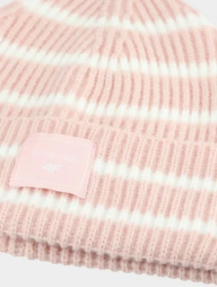 Dziewczęca Zimowa Czapka W Paski 4F 4FJWAW24ACAPF417-56S Jasnoróżowa