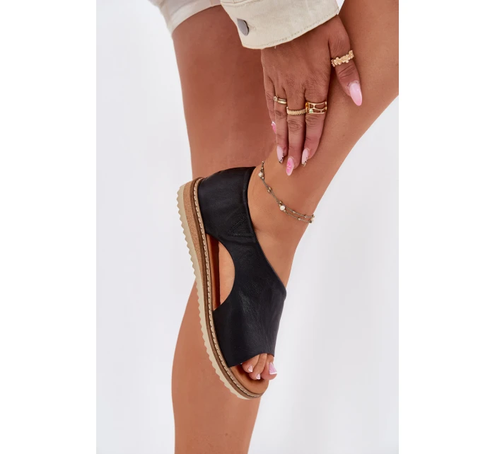 Kožené dámské sandály model 21698416 černé - Artiker