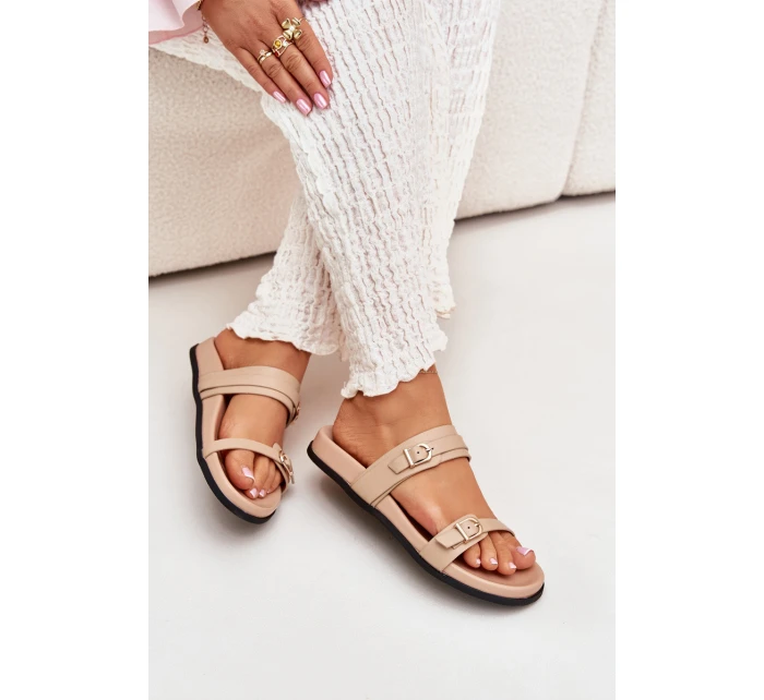 Dámské Pantofle S Přezkami Béžové model 21700025 - Boto