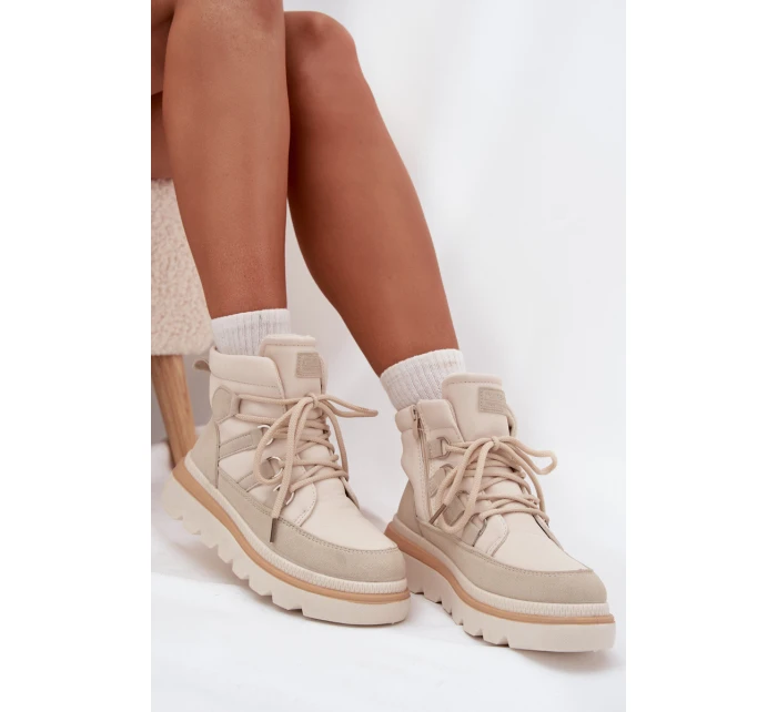 Damskie Botki Trapery Na Platformie Jasnobeżowe Liorae Damskie Botki Trapery Na Platformie Jasnobeżowe Liorae