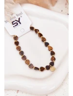 Náramek srdíčka ze chirurgické oceli hnědý Náramek srdíčka ze chirurgické oceli hnědý