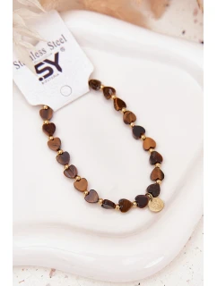 Náramek srdíčka ze chirurgické oceli hnědý