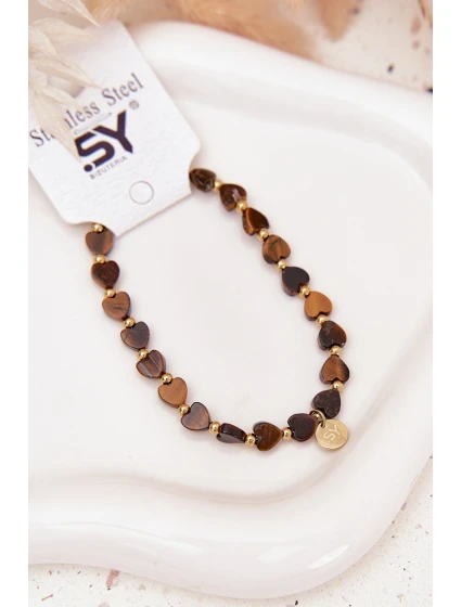 Náramek srdíčka ze chirurgické oceli hnědý Náramek srdíčka ze chirurgické oceli hnědý