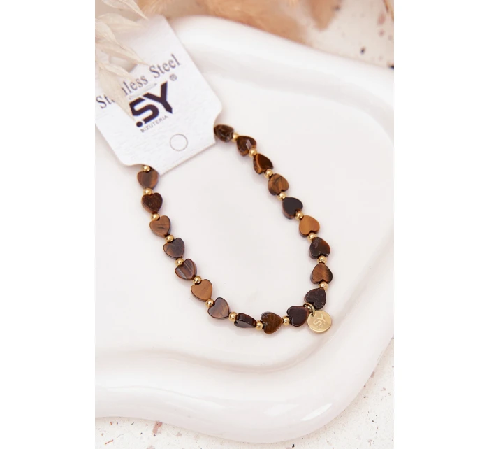 Náramek srdíčka ze chirurgické oceli hnědý Náramek srdíčka ze chirurgické oceli hnědý