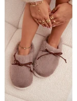 Kožešinové pantofle s mašlí khaki model 21772510 - Boto Kožešinové pantofle s mašlí khaki model 21772510 - Boto