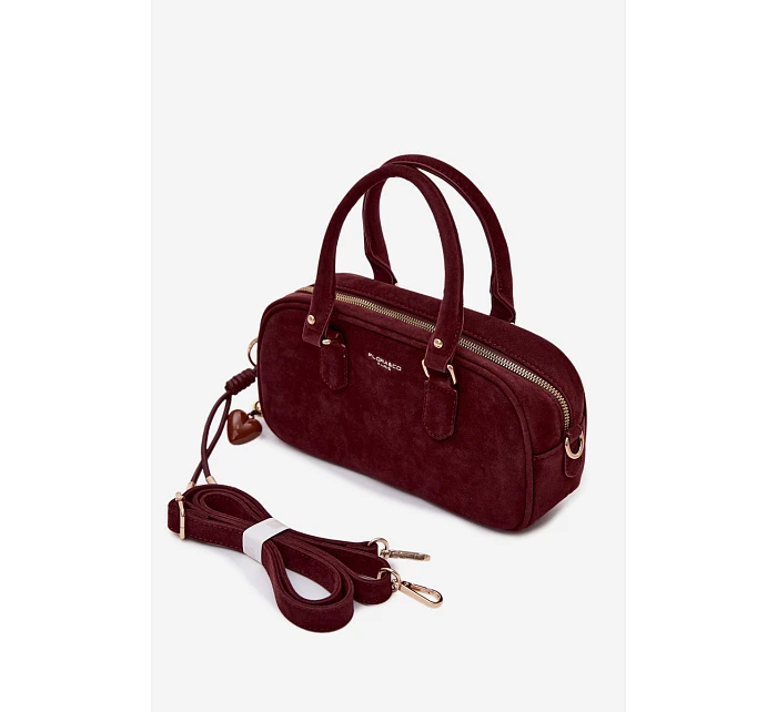 Malá bordová kabelka typu kufřík z eko semiše model 22111524 - Flora&Co