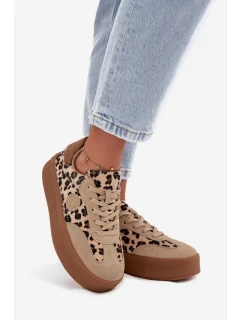 Dámske tenisky na platforme s leopardím vzorom Big Star - béžové
