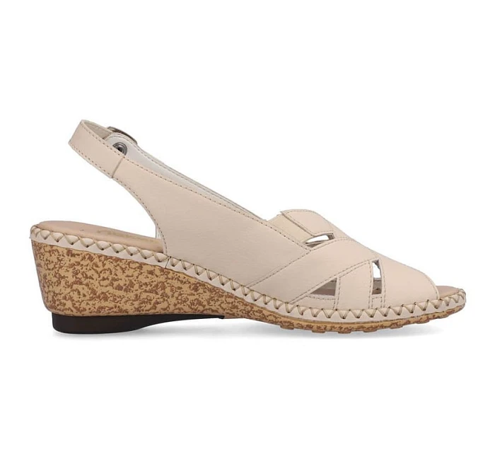 Pohodlné kožené sandále Rieker W RKR682 beige