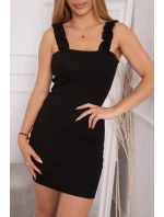 Čierne volánové šaty bez ramienok