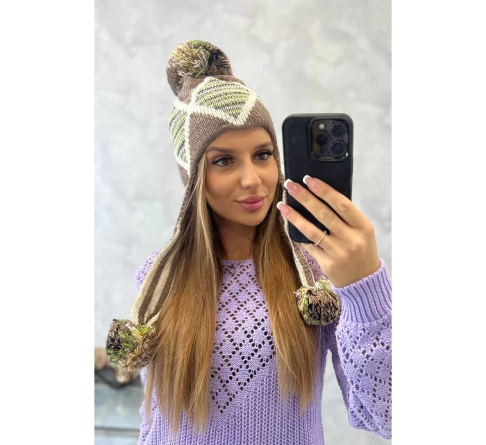 Dámska klapka na uši Eunika K322 cappuccino+ecru