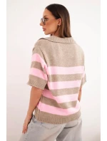 Svetr dámský pruhovaný s límečkem a krátkým rukávem fango