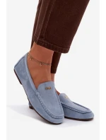 Dámské mokasiny s malým zlatým detailem modré Sarivelle