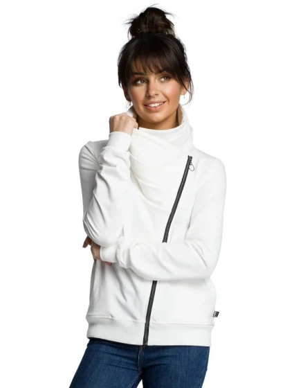 model 15097749 Mikina na zip ecru barva - BeWear