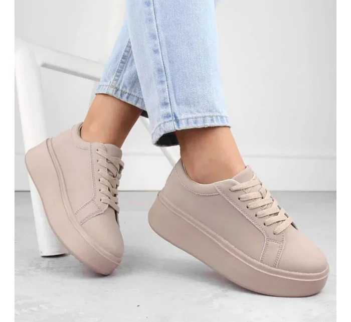 Dámska športová obuv na platforme W SP024 SK450A Beige - Sergio Leone Dámska športová obuv na platforme W SP024 SK450A Beige - Sergio Leone