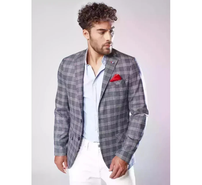 Pánské modré kostkované sako Dstreet model 21963455 - FashionStreet Pánské modré kostkované sako Dstreet model 21963455 - FashionStreet