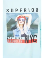 Blúzka s potlačou Superior v mätovej farbe