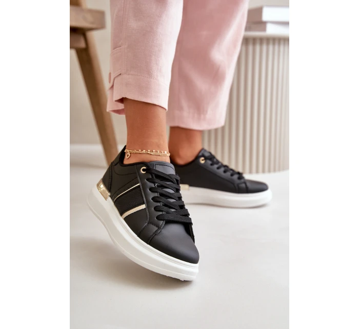 Modne Sneakersy Damskie Na Platformie Z Eko Skóry Czarne Nevisase Modne Sneakersy Damskie Na Platformie Z Eko Skóry Czarne Nevisase