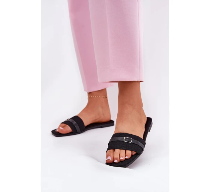 Płaskie Klapki Damskie Z Paskiem I Sprzączką Czarne Zilina Płaskie Klapki Damskie Z Paskiem I Sprzączką Czarne Zilina