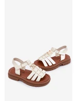 Dívčí sandály s ozdobným detailem béžové model 21701127 - Boto Dívčí sandály s ozdobným detailem béžové model 21701127 - Boto