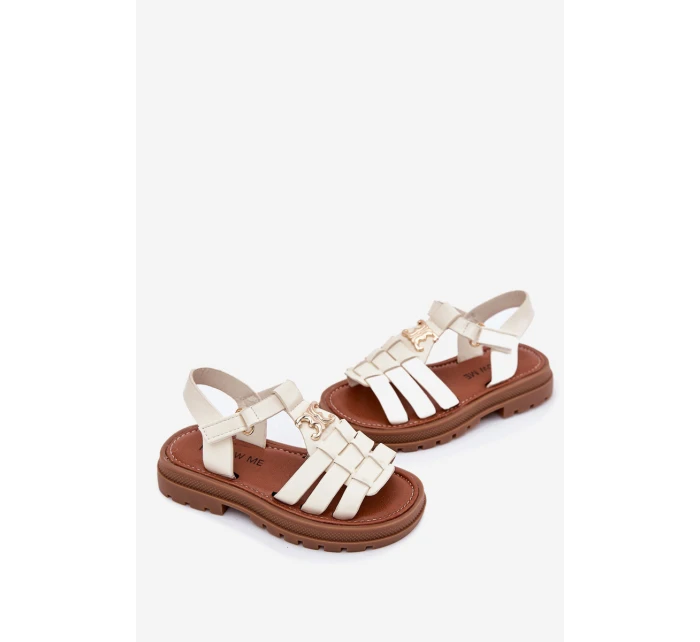Dívčí sandály s ozdobným detailem béžové model 21701127 - Boto Dívčí sandály s ozdobným detailem béžové model 21701127 - Boto