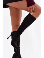 Kozaki Damskie Na Szpilce Ze Zdobieniem D&A JC52-883 Czarne