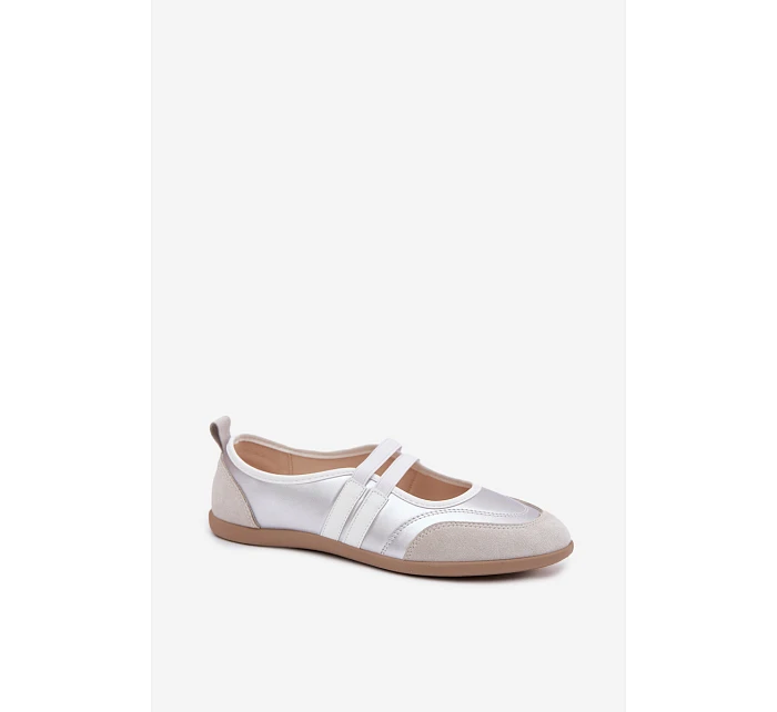 Sportové baleríny s elastickými pásky stříbrné Donatella Sportové baleríny s elastickými pásky stříbrné Donatella