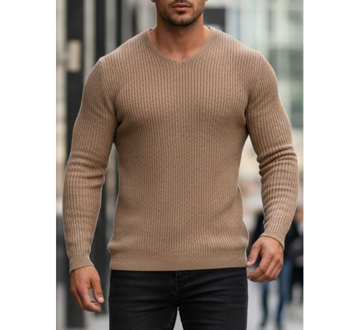 Pánský hnědý svetr model 21995029 - FashionStreet