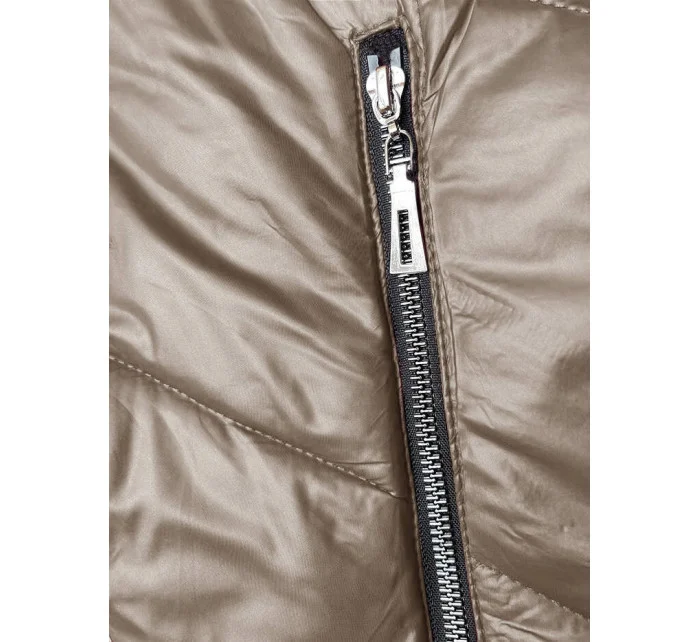 Dámská bunda v barvě cappuccino s ozdobnou kapucí model 19552458 - S'WEST